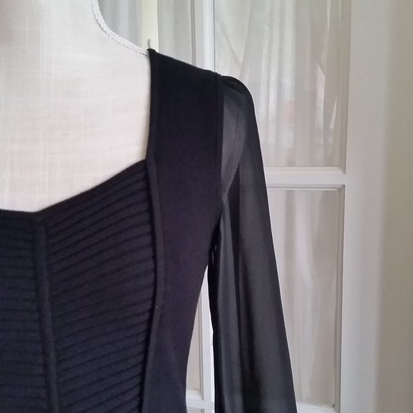 SARA I...ELEGANT KNIT TOP WITH SHEER SLEEVES - Picture 5 of 5